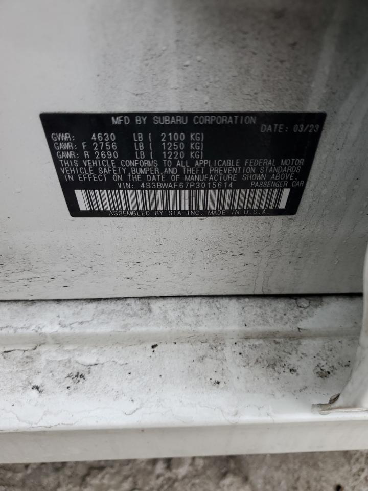 2023 SUBARU LEGACY PREMIUM VIN:4S3BWAF67P3015614