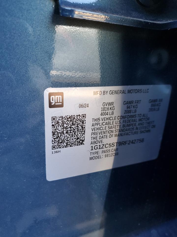 2024 CHEVROLET MALIBU LS VIN:1G1ZC5ST9RF242758