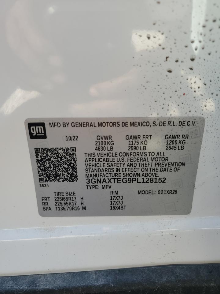 2023 CHEVROLET EQUINOX LT VIN:3GNAXTEG9PL128152