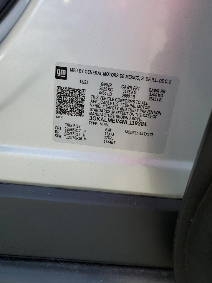 2022 GMC TERRAIN SLE VIN:3GKALMEV4NL119384