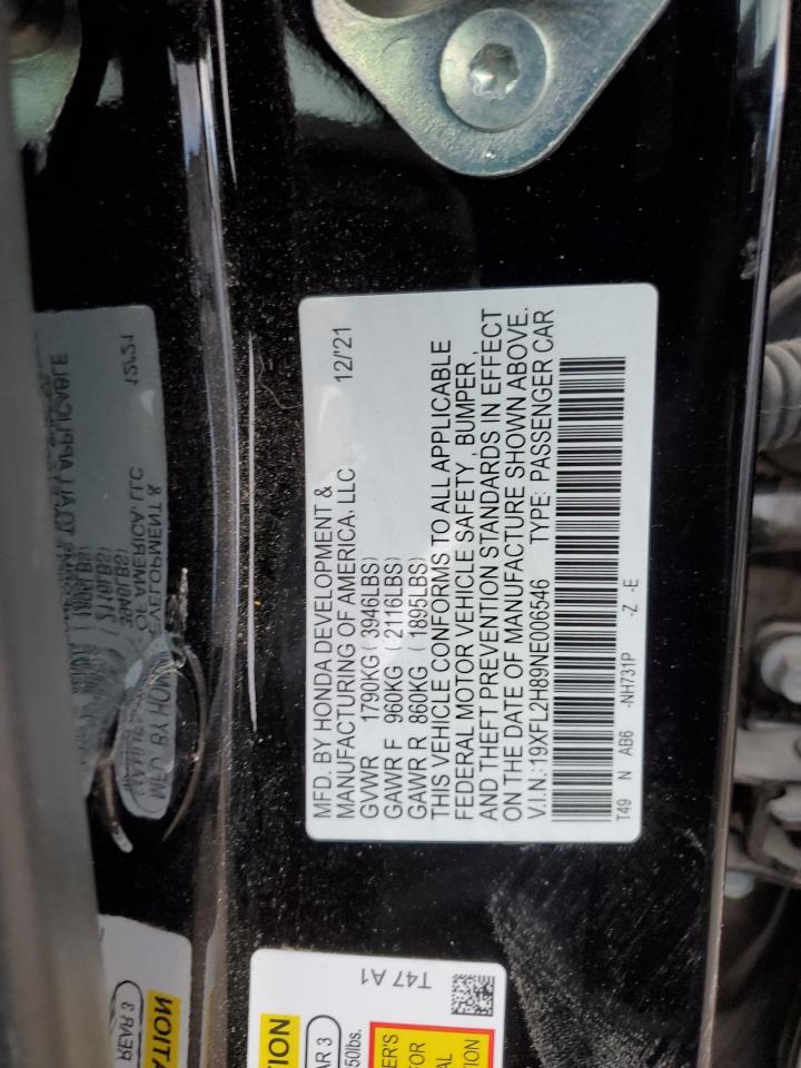 2022 HONDA CIVIC SPORT VIN:19XFL2H89NE006546