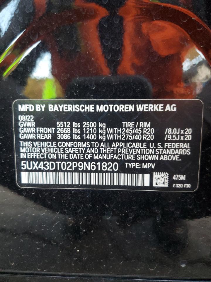 2023 BMW X4 M40I VIN:5UX43DT02P9N61820