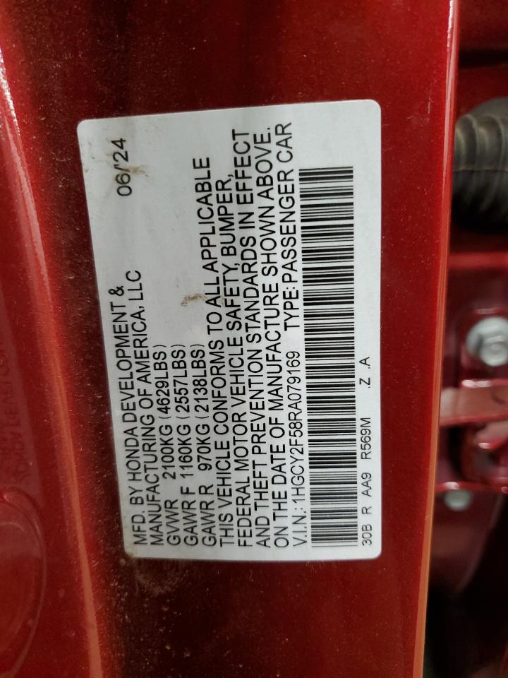 2024 HONDA ACCORD HYBRID SPORT VIN:1HGCY2F58RA079169