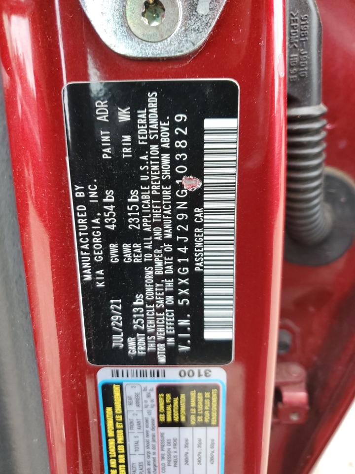 2022 KIA K5 LXS VIN:5XXG14J29NG103829