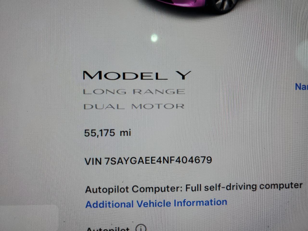 2022 TESLA MODEL Y  VIN:7SAYGAEE4NF404679