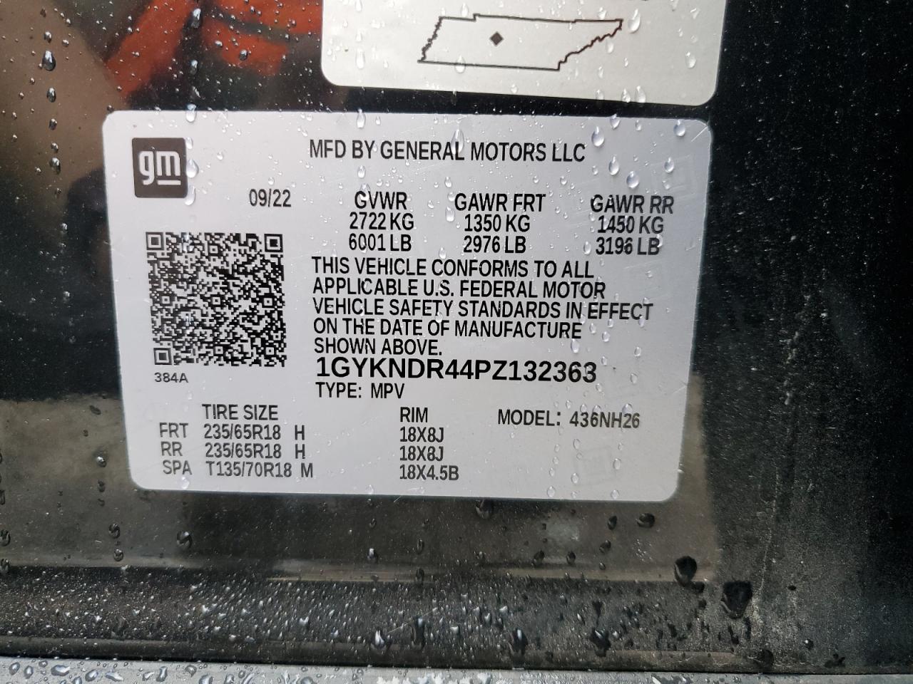 2023 CADILLAC XT5 PREMIUM LUXURY VIN:1GYKNDR44PZ132363