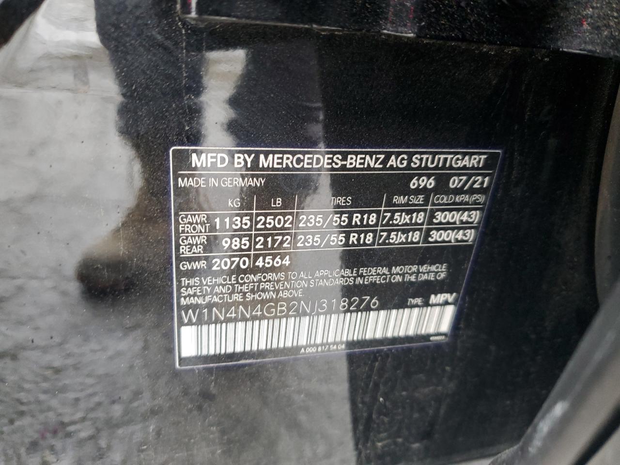 2022 MERCEDES-BENZ GLA 250 VIN:W1N4N4GB2NJ318276