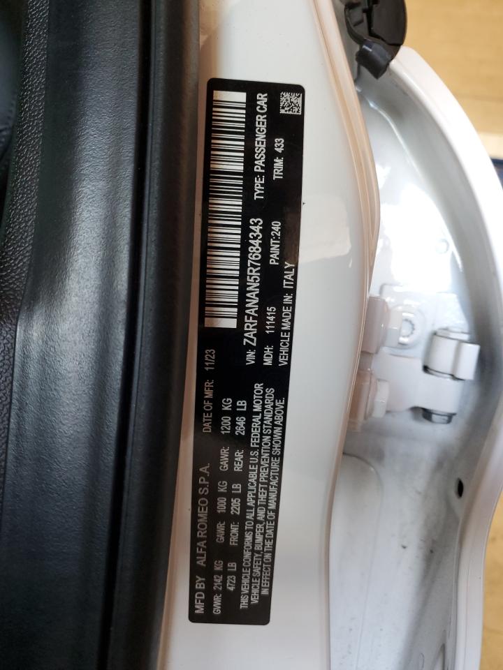 2024 ALFA ROMEO GIULIA SPRINT VIN:ZARFANAN5R7684343