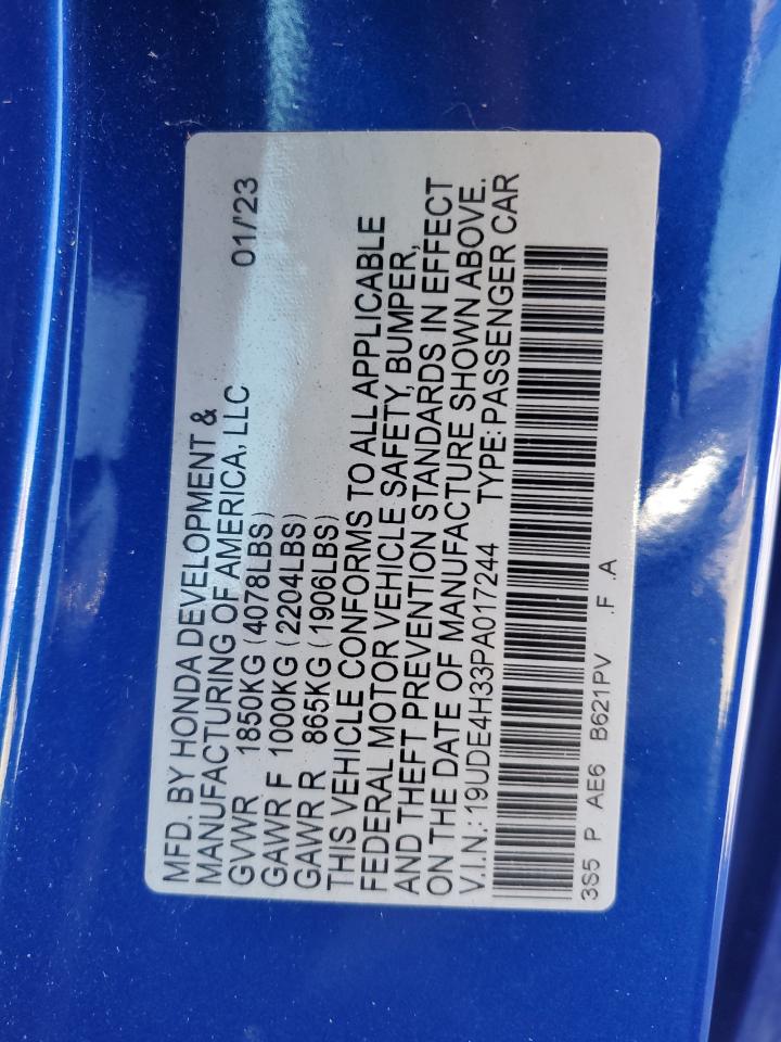 2023 ACURA INTEGRA A-SPEC VIN:19UDE4H33PA017244