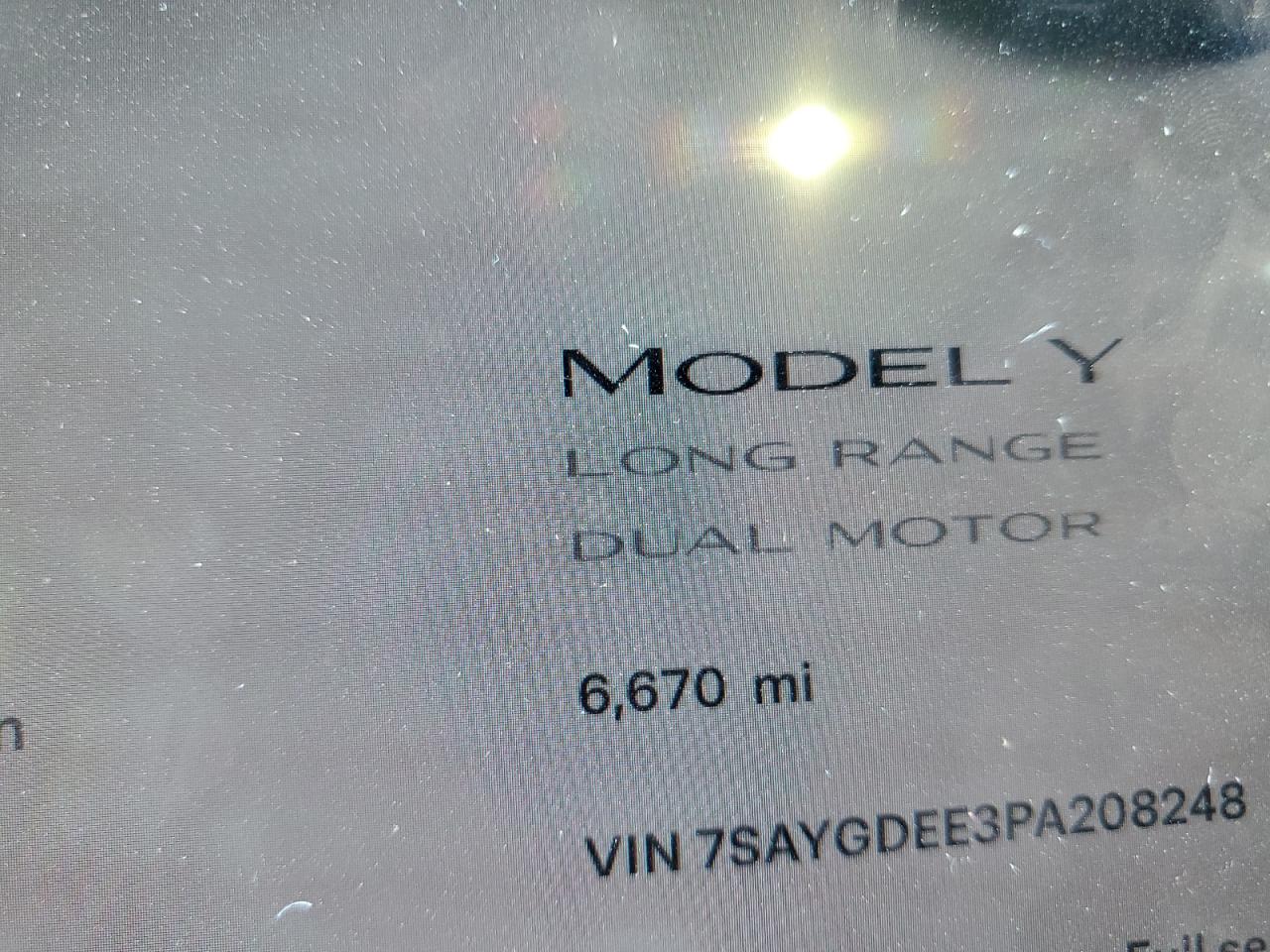 2023 TESLA MODEL Y  VIN:7SAYGDEE3PA208248