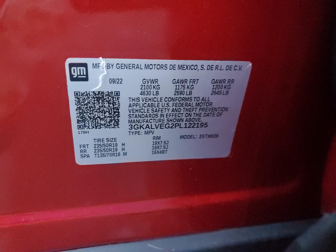 2023 GMC TERRAIN SLT VIN:3GKALVEG2PL122195