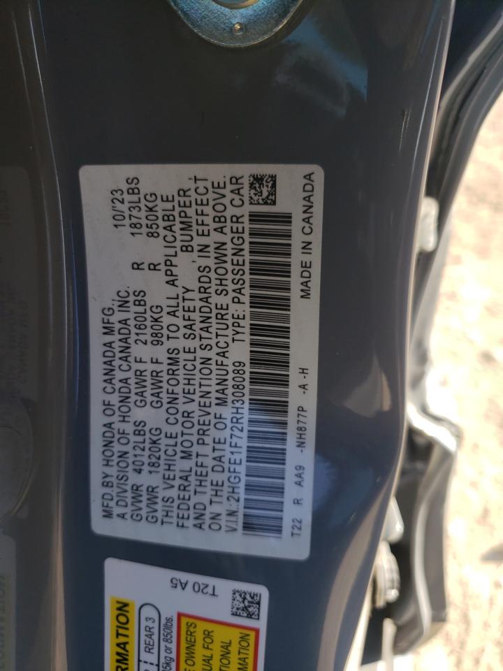 2024 HONDA CIVIC EX VIN:2HGFE1F72RH308089
