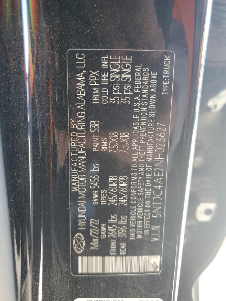 2022 HYUNDAI SANTA CRUZ SEL VIN:5NTJC4AE2NH023627