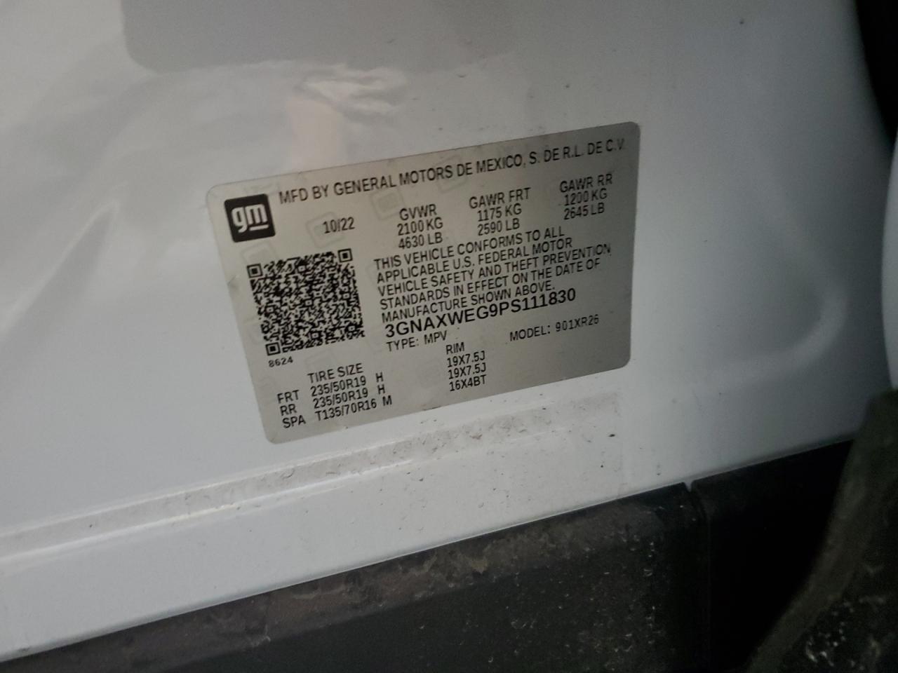 2023 CHEVROLET EQUINOX RS VIN:3GNAXWEG9PS111830