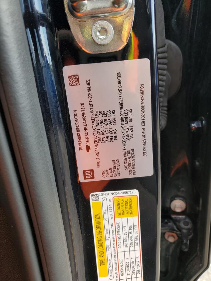 2023 CHEVROLET TAHOE C1500 LT VIN:1GNSCNKD4PR557178