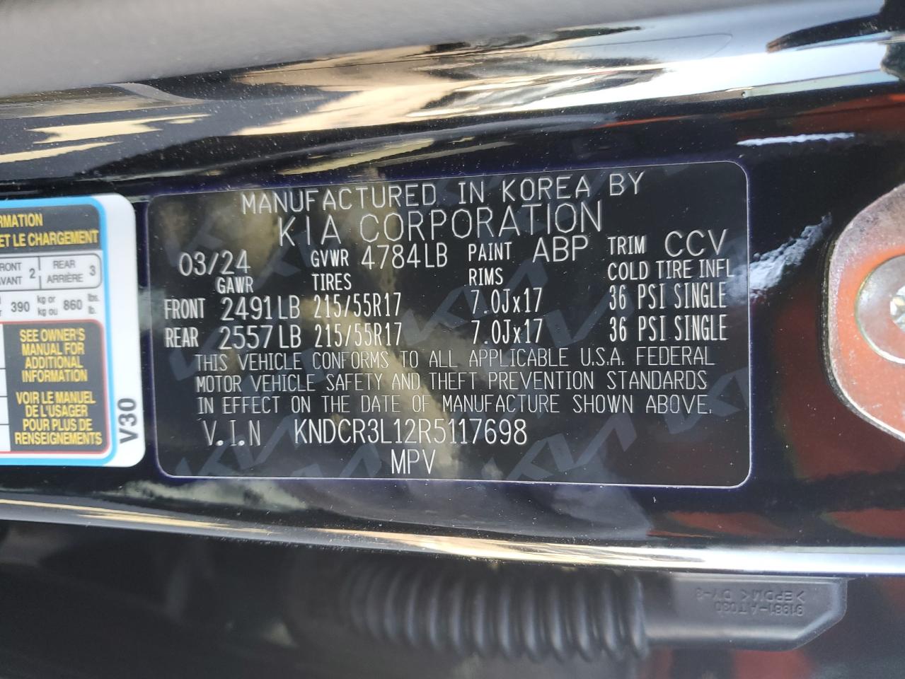 2024 KIA NIRO WIND VIN:KNDCR3L12R5117698