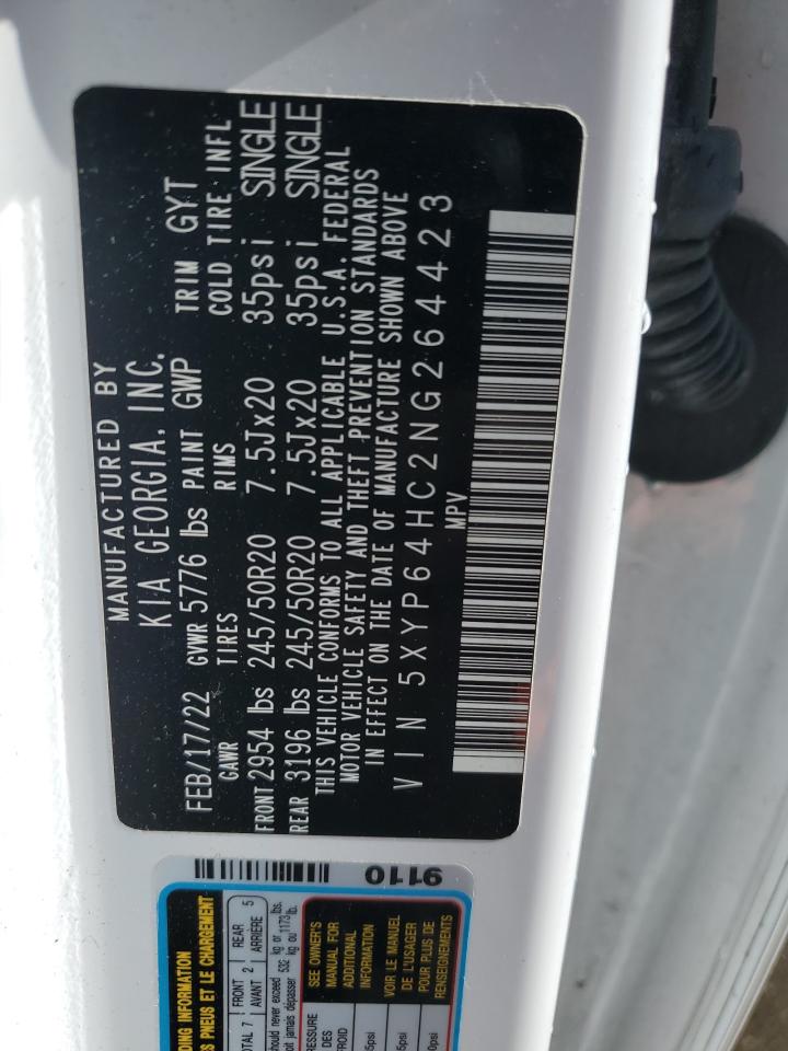 2022 KIA TELLURIDE S VIN:5XYP64HC2NG264423