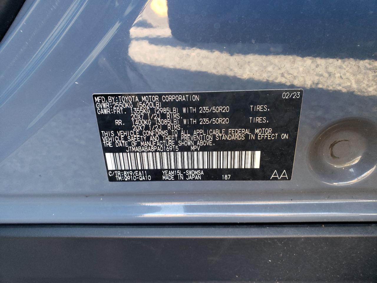 2023 SUBARU SOLTERRA PREMIUM VIN:JTMABABA8PA016915