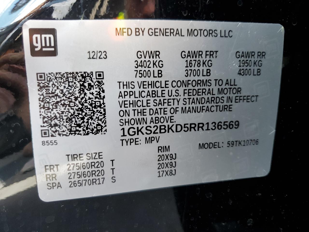 2024 GMC YUKON SLT VIN:WP0AA2A8XNS255297