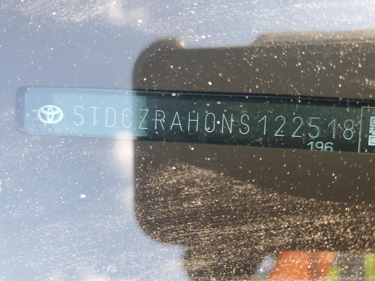 2022 TOYOTA HIGHLANDER L VIN:5TDCZRAH0NS122518