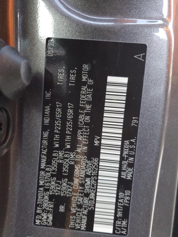 2023 TOYOTA SIENNA XLE VIN:5TDJRKEC2PS162566
