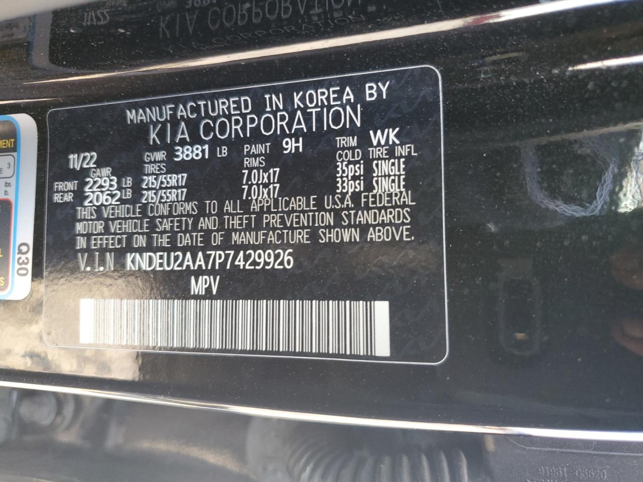 2023 KIA SELTOS S VIN:KNDEU2AA7P7429926