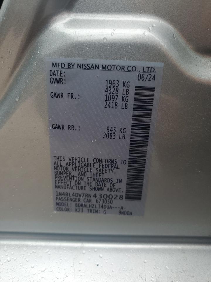 2024 NISSAN ALTIMA SV VIN:1N4BL4DV7RN430028