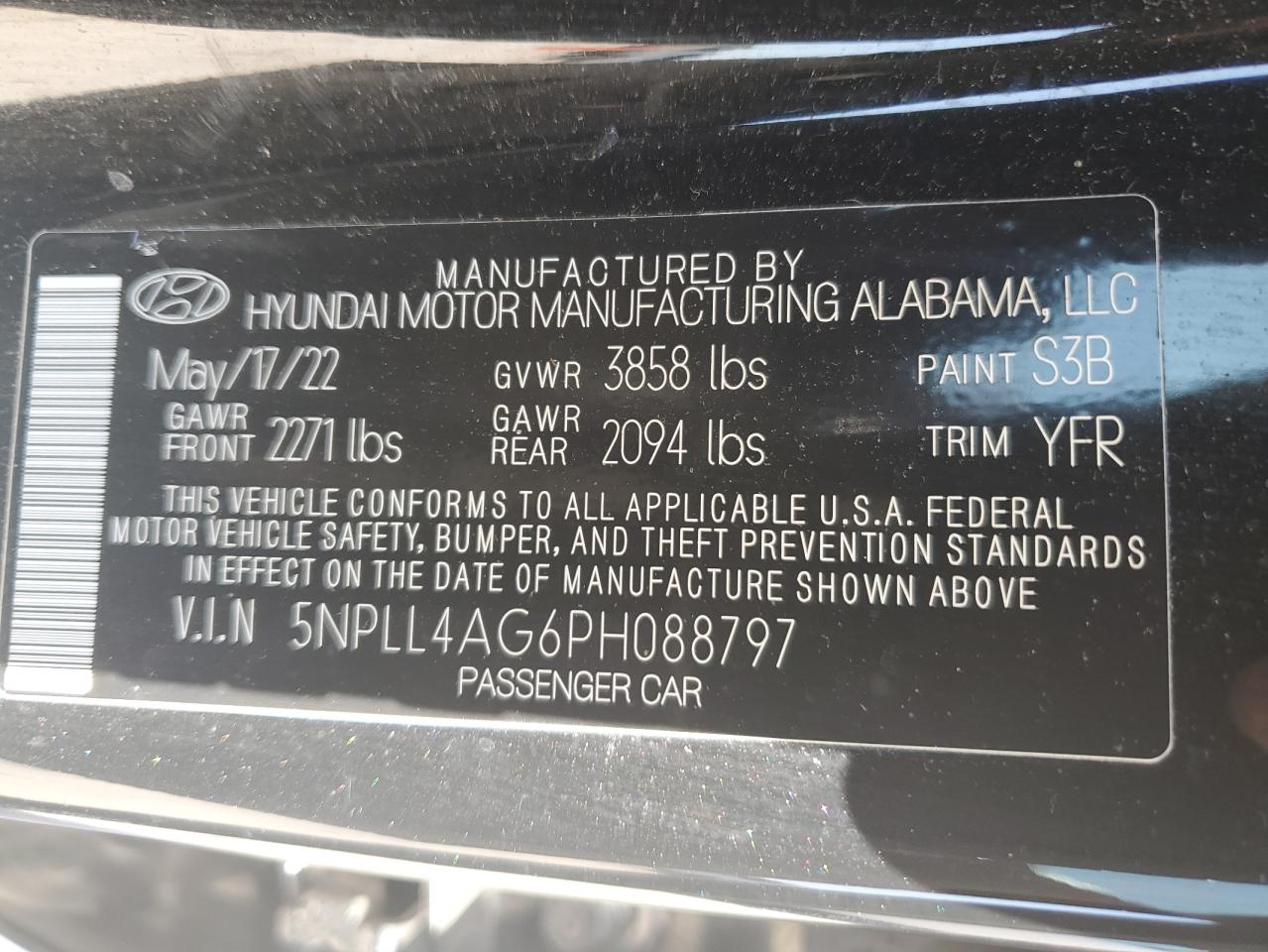 2023 HYUNDAI ELANTRA SE VIN:5NPLL4AG6PH088797