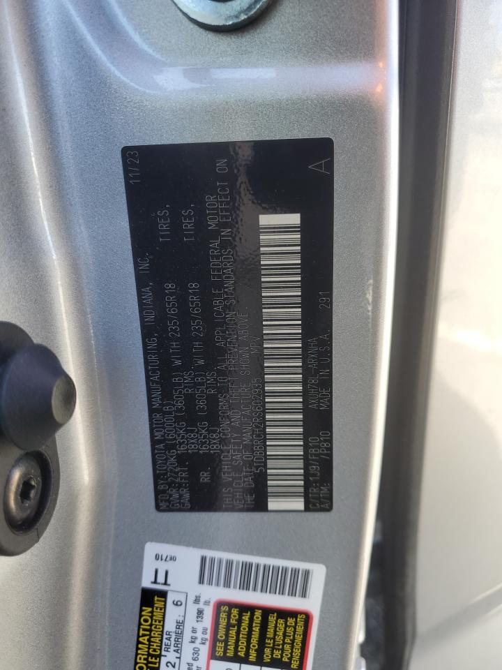 2024 TOYOTA HIGHLANDER HYBRID LE VIN:5TDBBRCH2RS602935