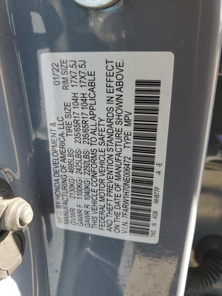 2022 HONDA CR-V SE VIN:7FARW1H70NE006472