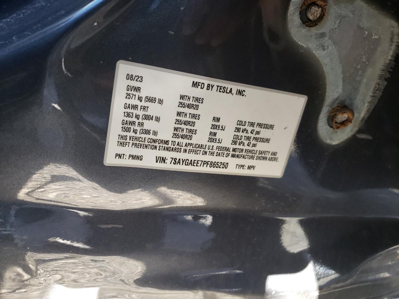 2023 TESLA MODEL Y  VIN:7SAYGAEE7PF865250