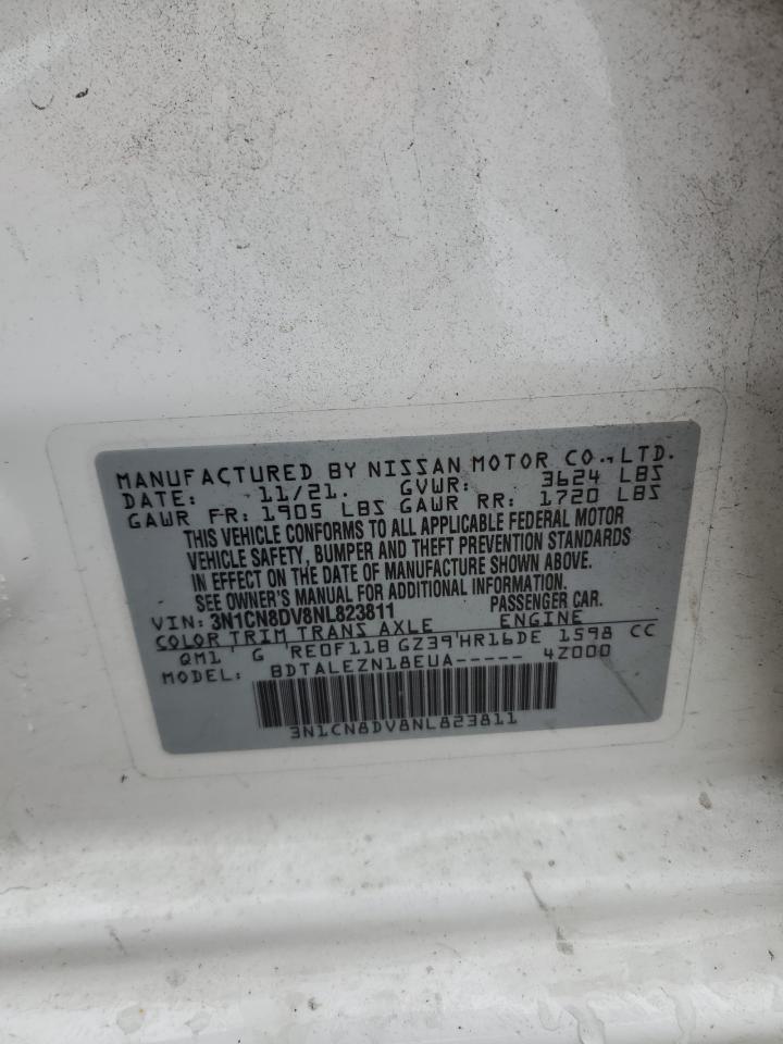 2022 NISSAN VERSA S VIN:3N1CN8DV8NL823811
