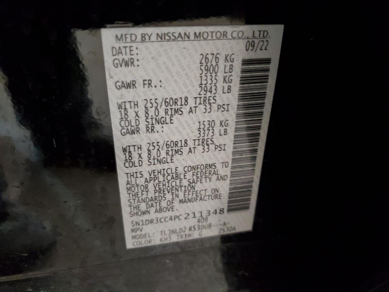 2023 NISSAN PATHFINDER SL VIN:5N1DR3CC4PC211348