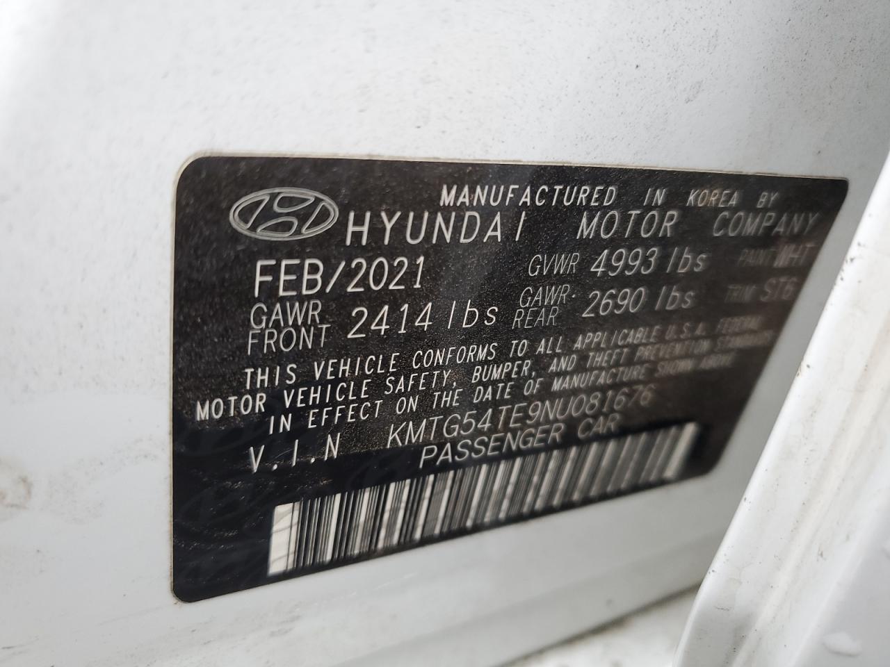 2022 GENESIS G70 BASE VIN:KMTG54TE9NU081676