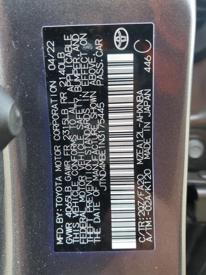 2022 TOYOTA COROLLA SE VIN:JTND4MBE1N3175445