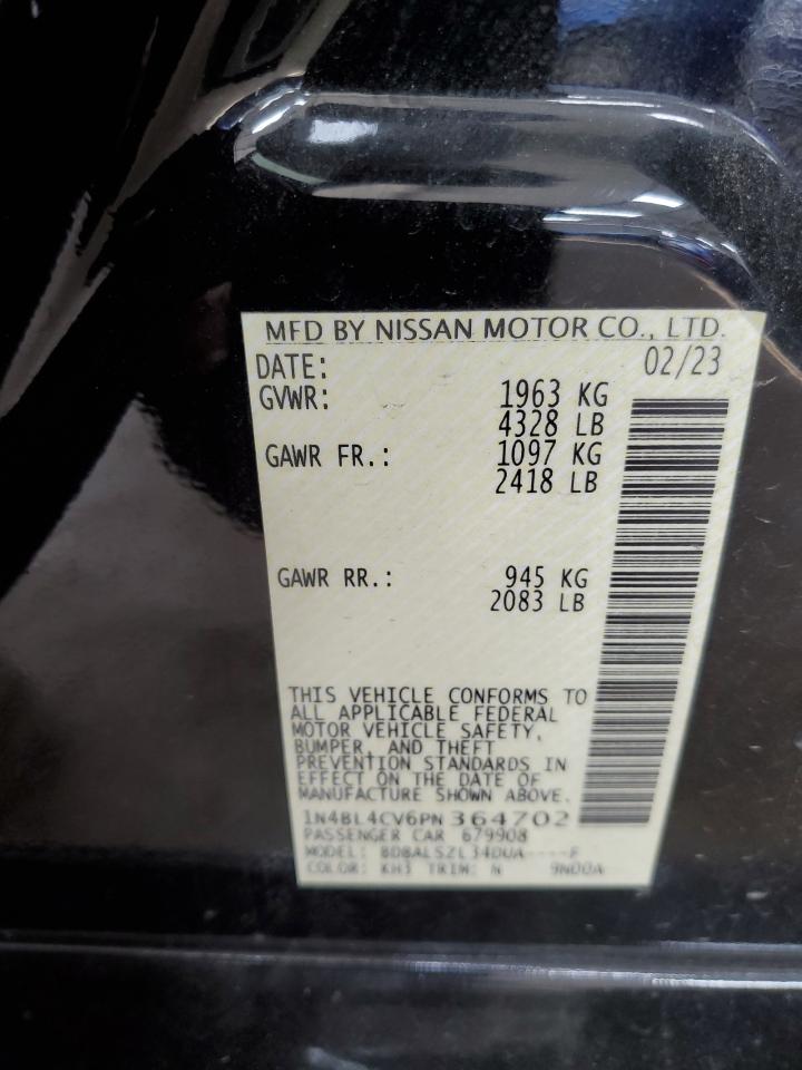 2023 NISSAN ALTIMA SR VIN:1N4BL4CV6PN364702