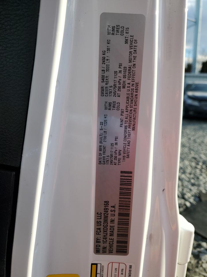 2022 JEEP WRANGLER UNLIMITED SPORT VIN:1C4HJXDG3NW249168