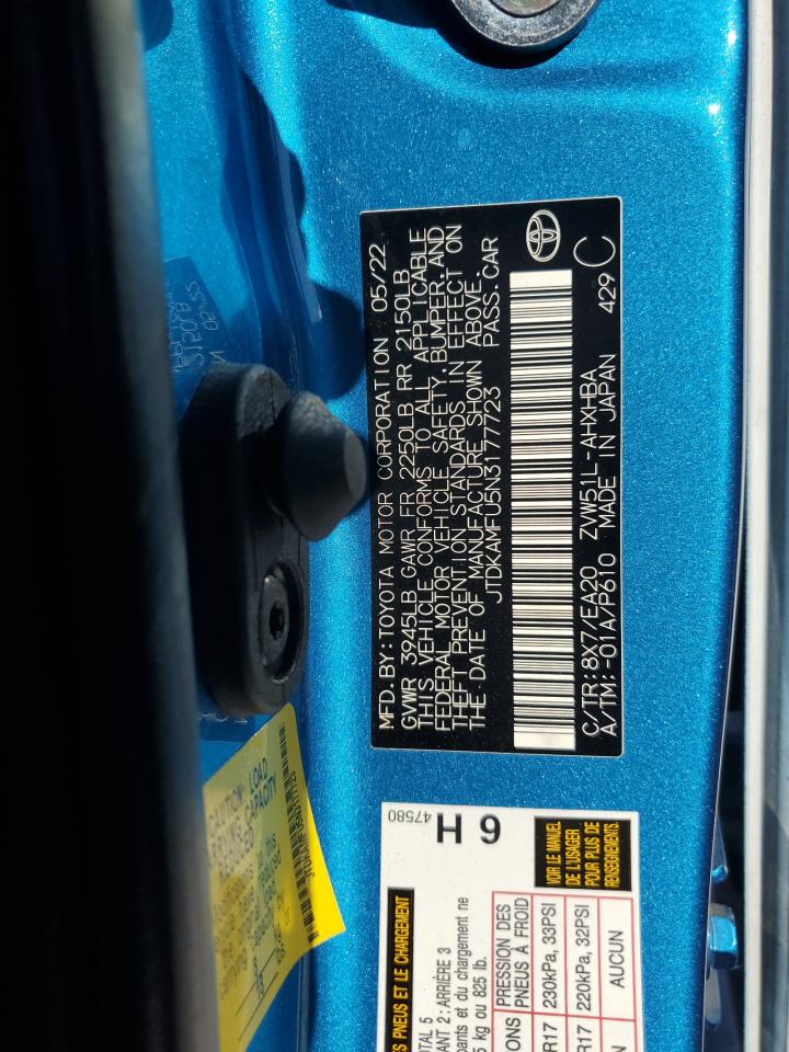 2022 TOYOTA PRIUS NIGHT SHADE VIN:JTDKAMFU5N3177723