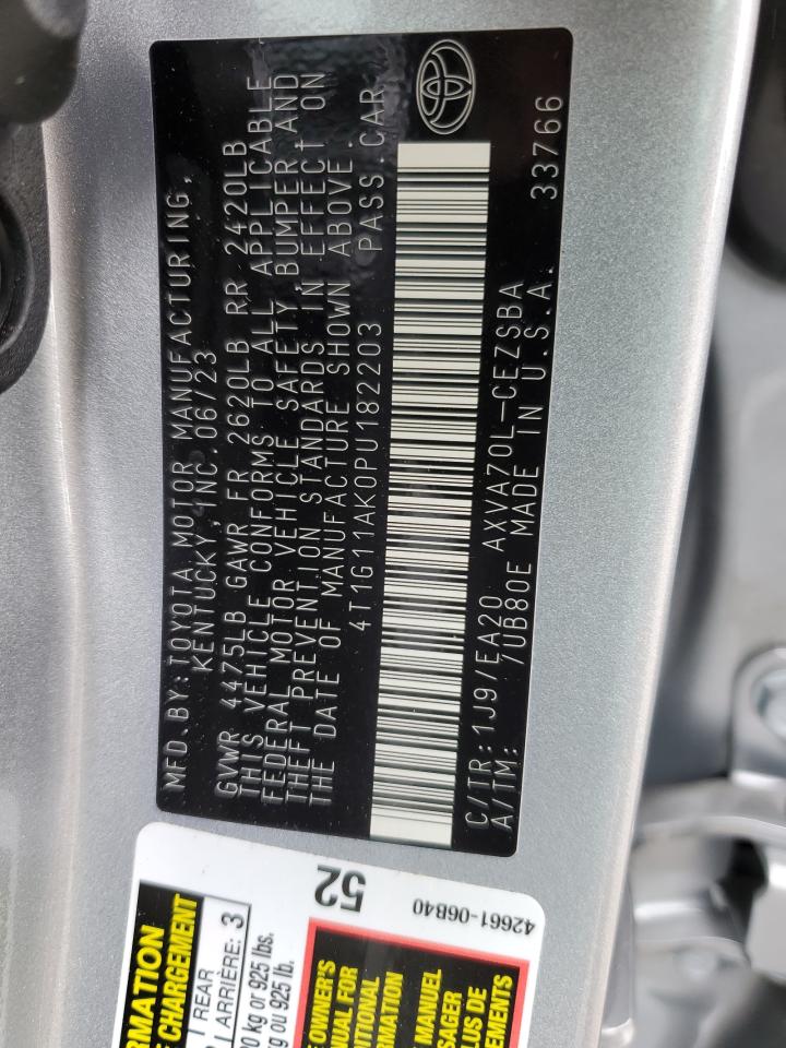 2023 TOYOTA CAMRY SE NIGHT SHADE VIN:4T1G11AK0PU182203