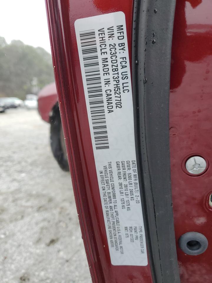 2023 DODGE CHALLENGER R/T VIN:2C3CDZBT3PH527702