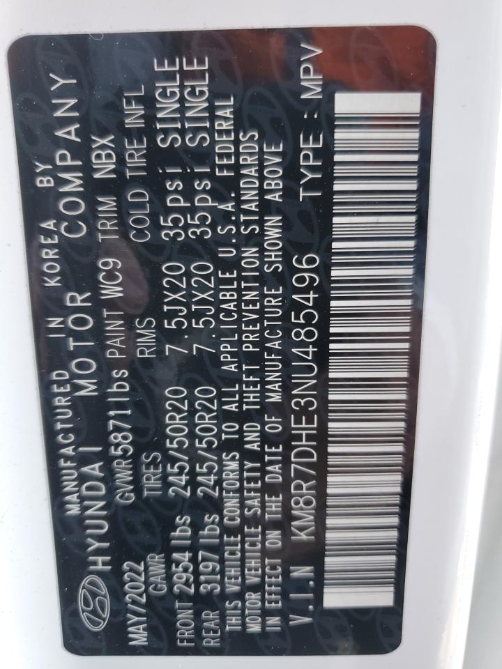 2022 HYUNDAI PALISADE CALLIGRAPHY VIN:KM8R7DHE3NU485496