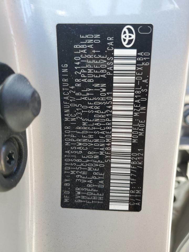 2024 TOYOTA COROLLA LE VIN:5YFB4MDE8RP124501