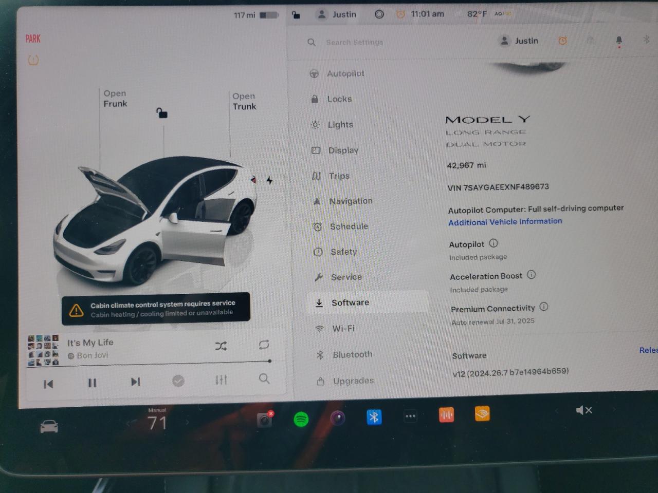 2022 TESLA MODEL Y  VIN:7SAYGAEEXNF489673