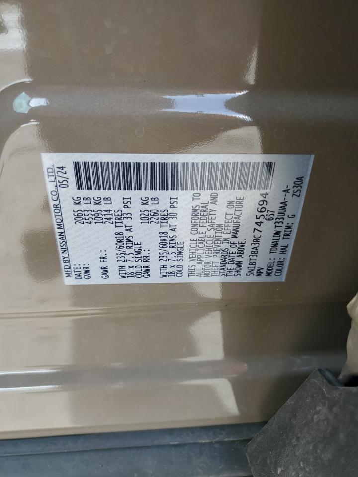2024 NISSAN ROGUE SV VIN:5N1BT3BA3RC745694
