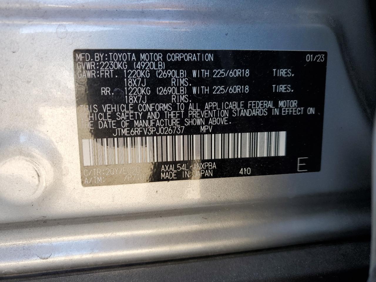 2023 TOYOTA RAV4 XSE VIN:JTME6RFV3PJ026737