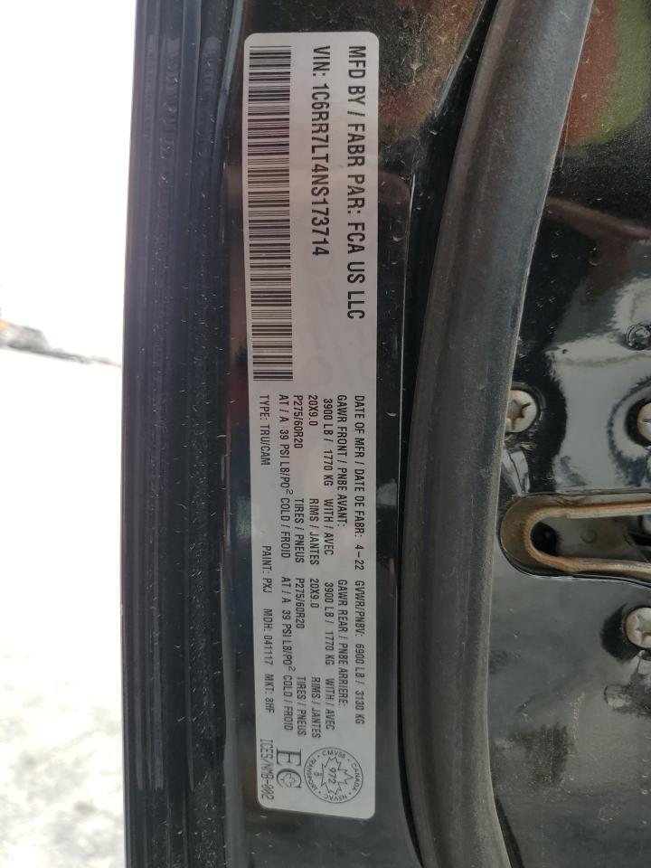 2022 RAM 1500 CLASSIC SLT VIN:1C6RR7LT4NS173714