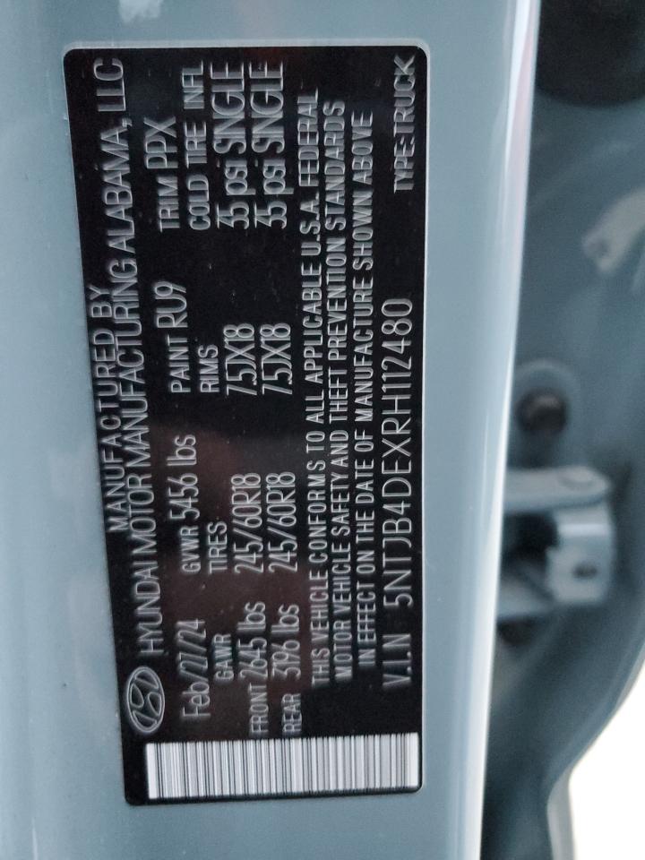 2024 HYUNDAI SANTA CRUZ SEL VIN:5NTJB4DEXRH112480