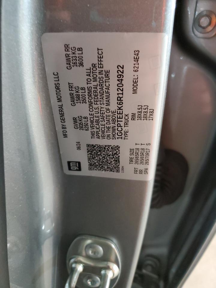 2024 CHEVROLET COLORADO TRAIL BOSS VIN:1GCPTEEK6R1204922