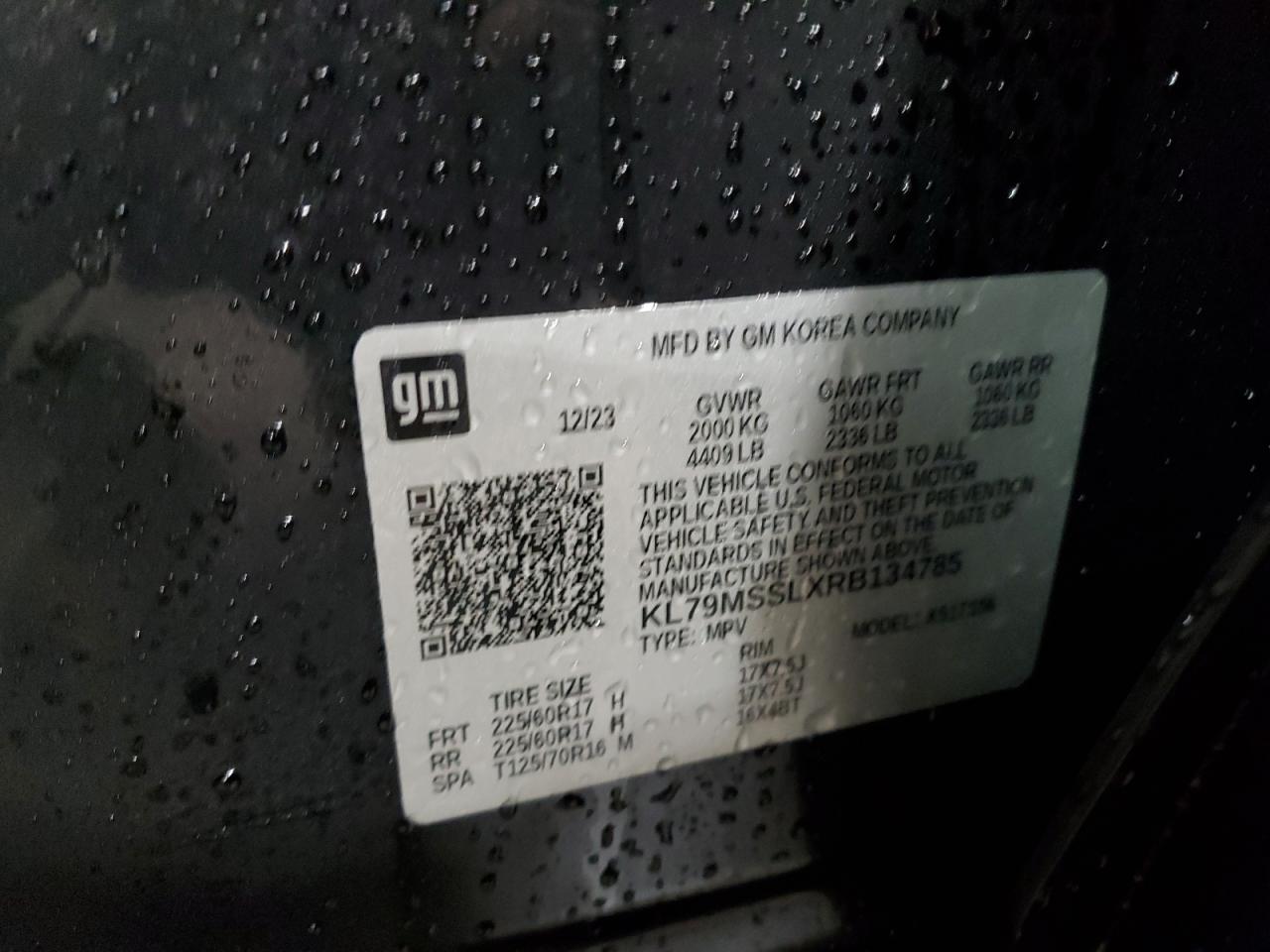 2024 CHEVROLET TRAILBLAZER ACTIV VIN:KL79MSSLXRB134785