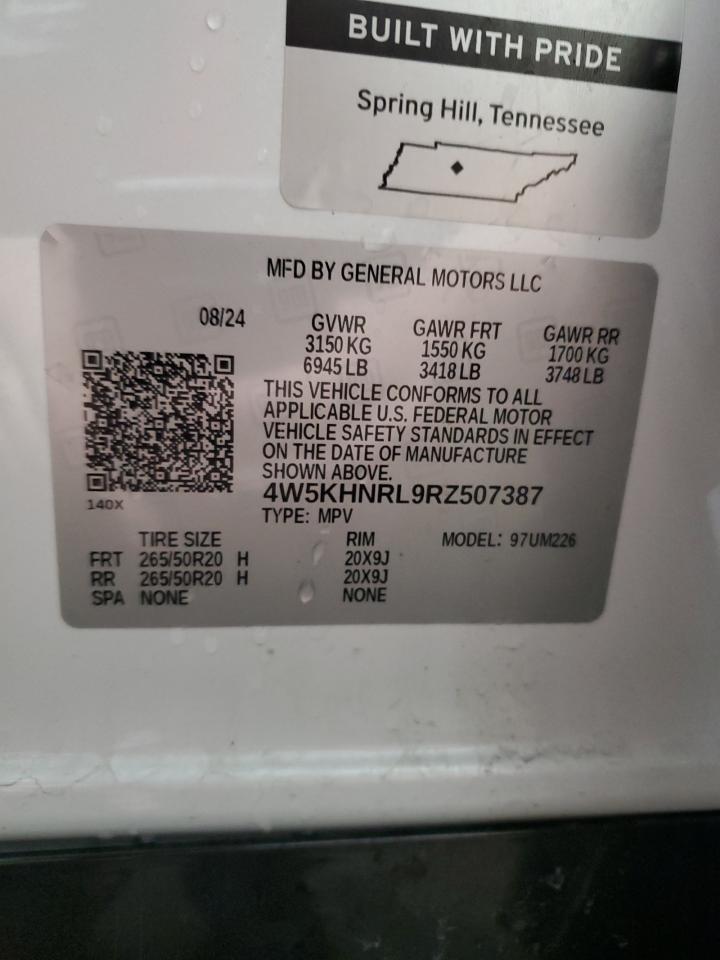 2024 ACURA ZDX A-SPEC VIN:4W5KHNRL9RZ507387